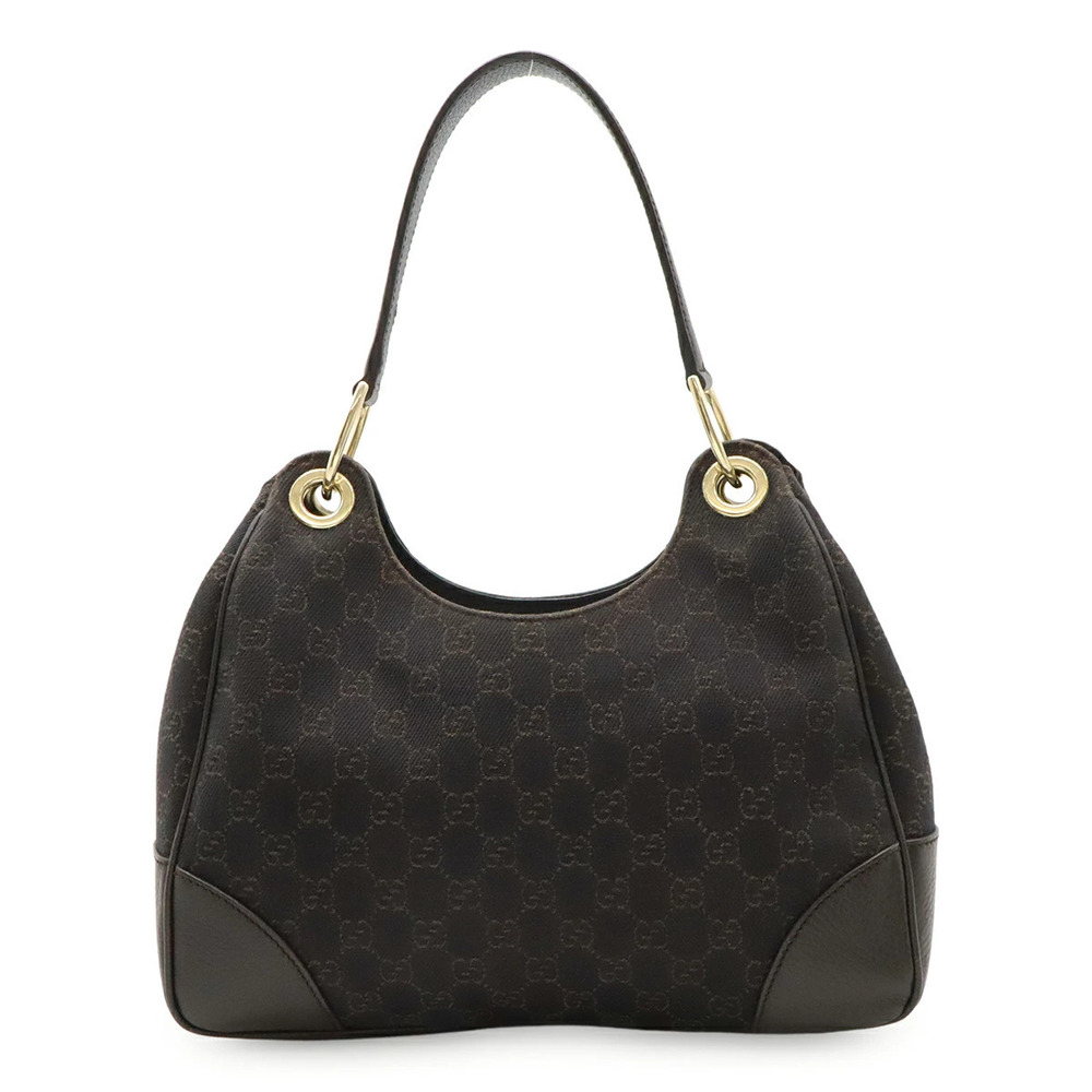 Gucci GG Canvas Shoulder Bag Hobo Handbag Brown